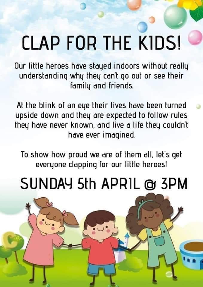 MiniMonstersMK's tweet photo. @MiniMonstersMK Spread the word
#clapforkids #supportyourlocal #StayHomeSaveLives #staysafe https://t.co/Htw384Owa2