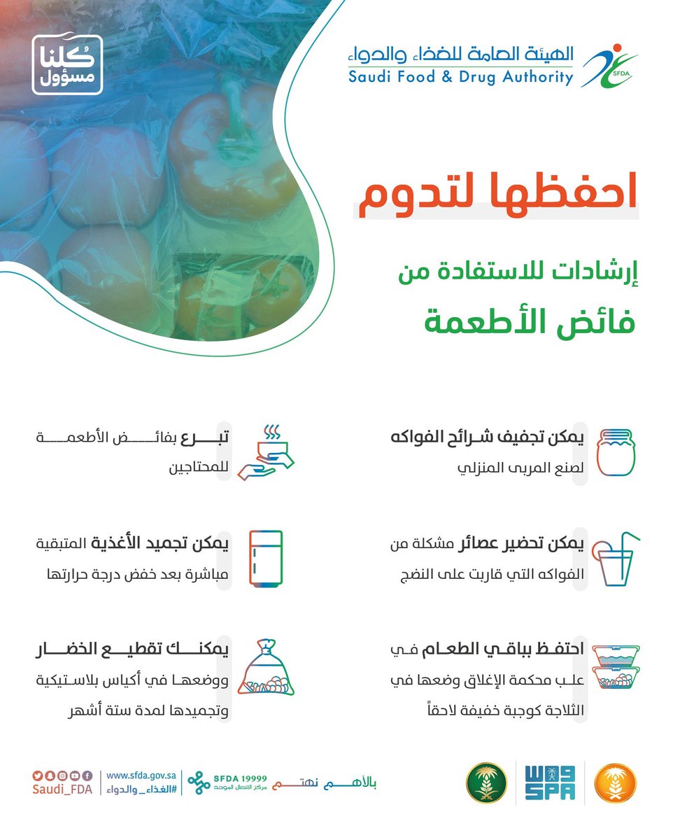 البعض يشتري كميات من الأطعمة وخصوصاً سريعة التلف أكثر من حاجته على منهج: خلها تخرب ولا ننقطع!
ياعزيزي المبذر لن يقطعها سوى تبذيرك وهدرك للنعمة وحرمانك للغير منها بأنانيتك، فهل تخشى الجوع؟
#احفظها_لتدوم والدولة كل يوم تطمئن على المخازين.
تخيلوا حجم المهدر لدينا سنوياً!
#كلنا_مسؤول