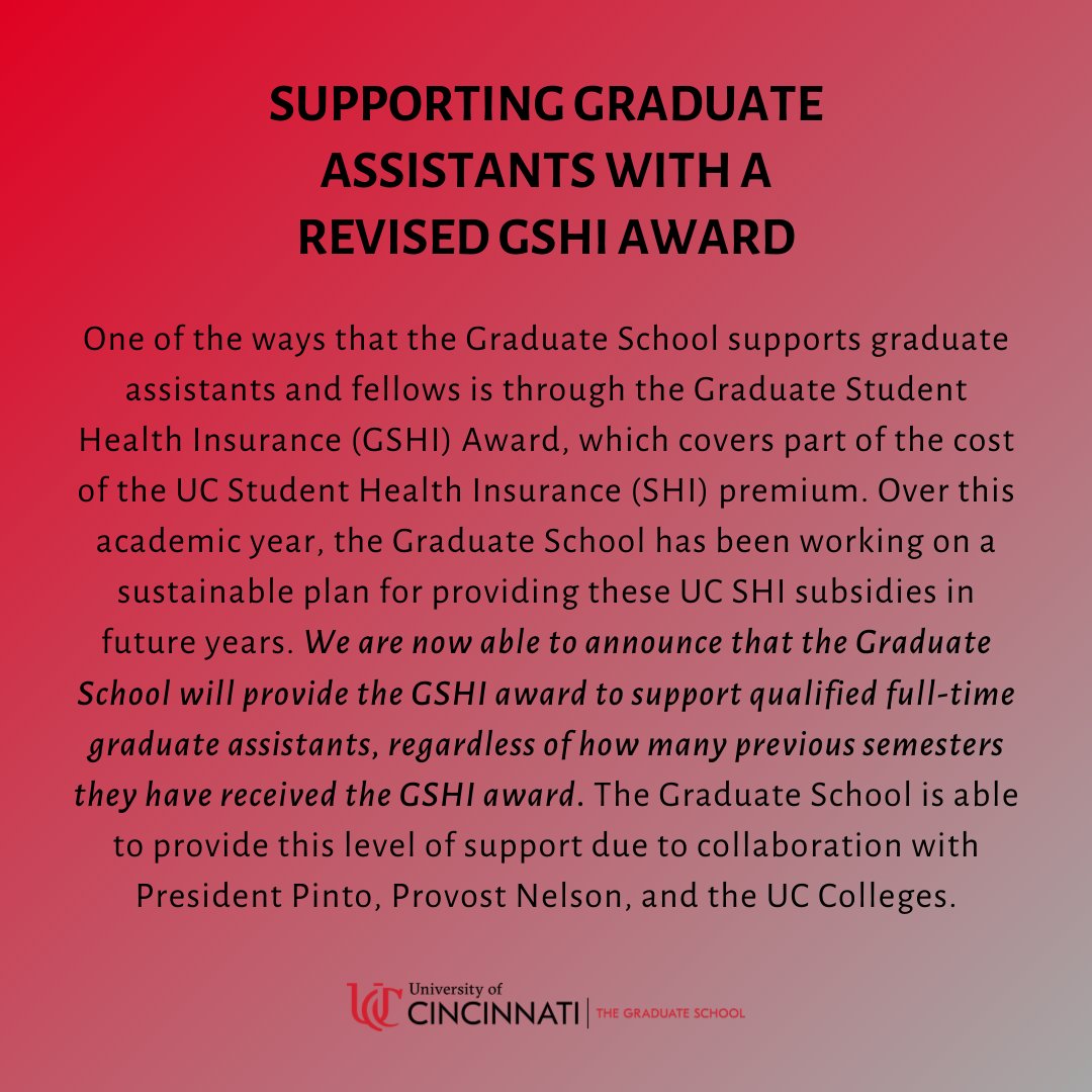 Read this week's feature of GradCURRENTS to find out how the GSHI award is changing for Fall 2020 and if you will be eligible for the award for the 2020-21 academic year: grad.uc.edu/student-life/n…