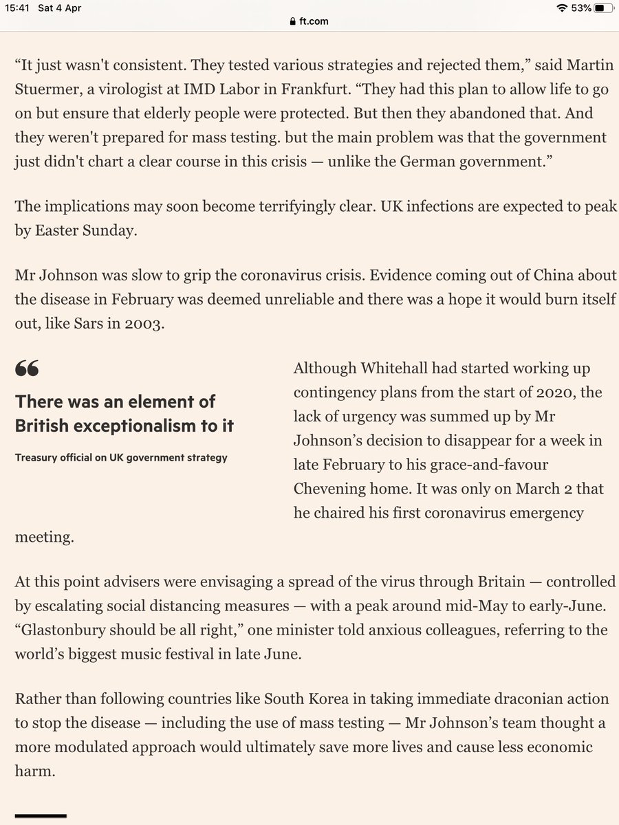 Our Government’s approach was muddled. And when met with emerging evidence that the Chinese data leading to WHO assertion on asymptomatic transmission was unreliable, but Johnson’s lack of urgency in taking time out in Chevening set the tone.