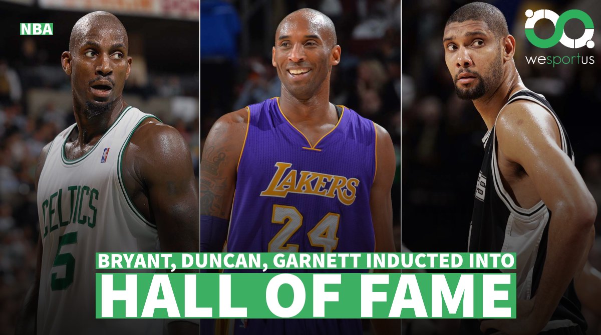 WeSportUs's tweet photo. Unsurprisingly, #Kobe , #Duncan and  #Garnett will be inducted into the Hall of Fame at the end of August as part of a prestigious 2020 class. An information from Shams #Charania, ahead of the official announcement scheduled for this Saturday.
#spurs #celtics #lakers https://t.co/jDFRziKENn