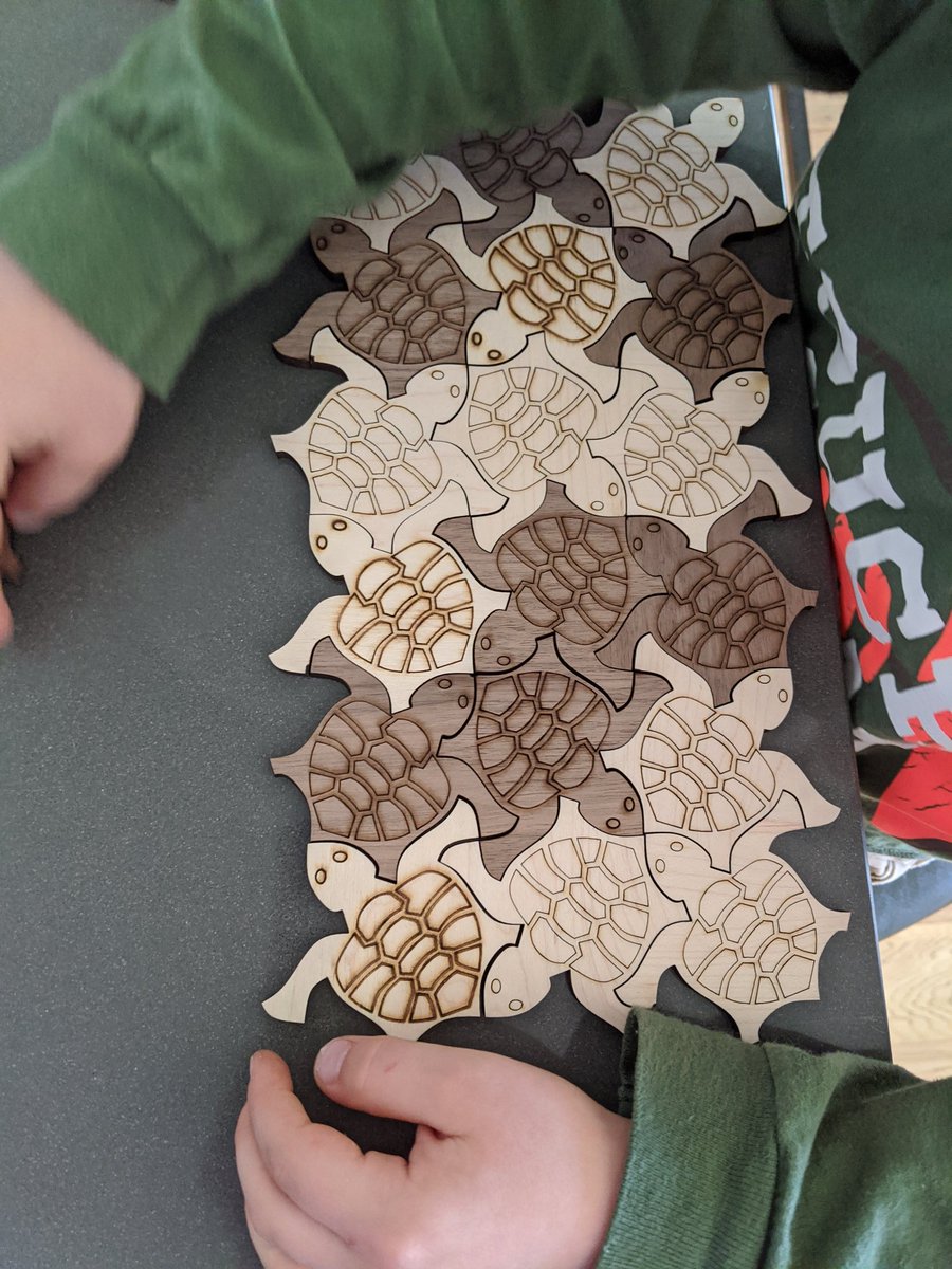 Dana_MathEd's tweet photo. My 4 year old playing with the #tilingturtles right out of the box. He was really concentrating. Looking forward to more fun!  @Trianglemancsd https://t.co/z2eGMkgcqe
