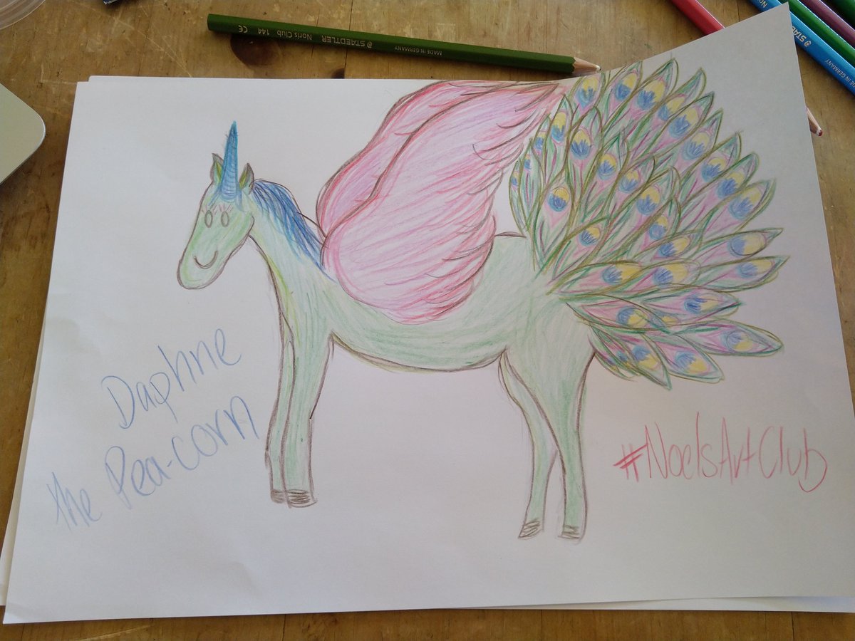 #NoelsArtClub was exactly the medicine I needed today. Meet Daphne the Pea-corn! Thanks <a href="/noelfielding11/">noel fielding</a>