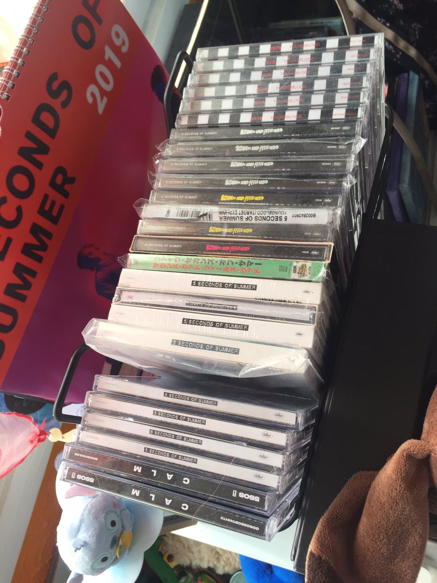 5sos cds/dvd. I have way too much cds and couldn’t pics for now + my calm ones are still on the way so i’ll take an update pic when i got them all. Almost have all even ep, except calm us exclusive ones and some japan exclusive