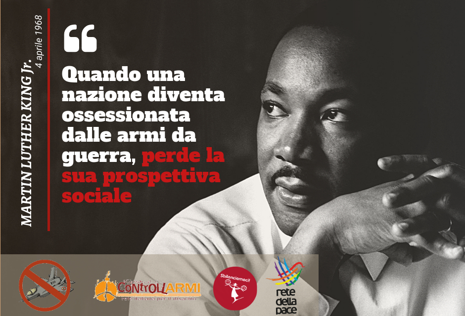 RetePaceDisarmo's tweet photo. "Quando una nazione diventa ossessionata dalle armi da guerra, perde la sua prospettiva sociale. C'è qualcosa in questa forma di guerra che rende le persone insensibili. Smorza la coscienza".

Cosa ti difende meglio: le armi o gli ospedali?
#MLK #nonviolenza #AltraDifesaPossibile https://t.co/e9kakefay3