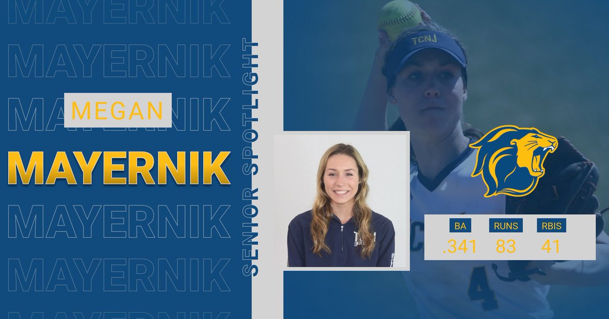 tcnjlions's tweet photo. Today's senior spotlight features Megan Mayernik of @TCNJSoftball. Mayernik played in every game for the Lions over the course of the last four years and tallied a .341 batting average. She was an NFCA Second Team All-East Region honoree in 2018. #TCNJ #LionPride https://t.co/3uqP55ib6C