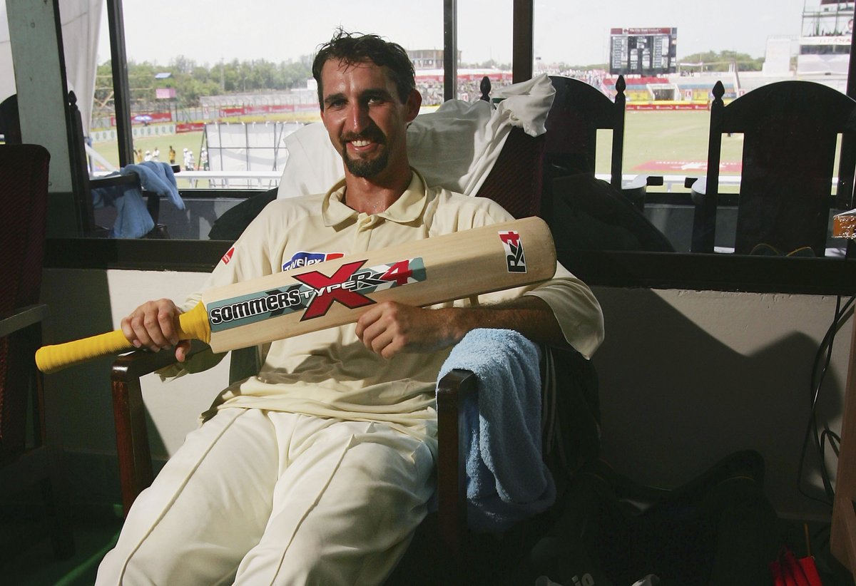   @dizzy259 following his unbeaten double-century - in his final Test for Australia - at Chittagong, 2006