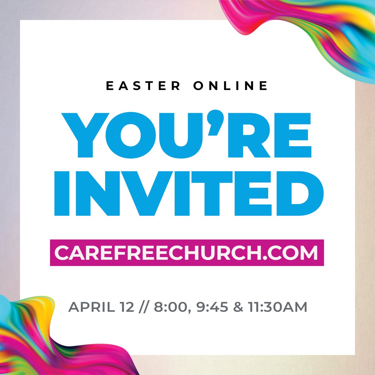 carefreechurch's tweet photo. Your friends and family are also invited! Wherever they are, they can join us on Facebook Live or https://t.co/RE4126xAkK! 
It's easy to invite them, just share and tag them or send in a private message!  #CCEaster #EasterOnline https://t.co/HyFDMfyHoS