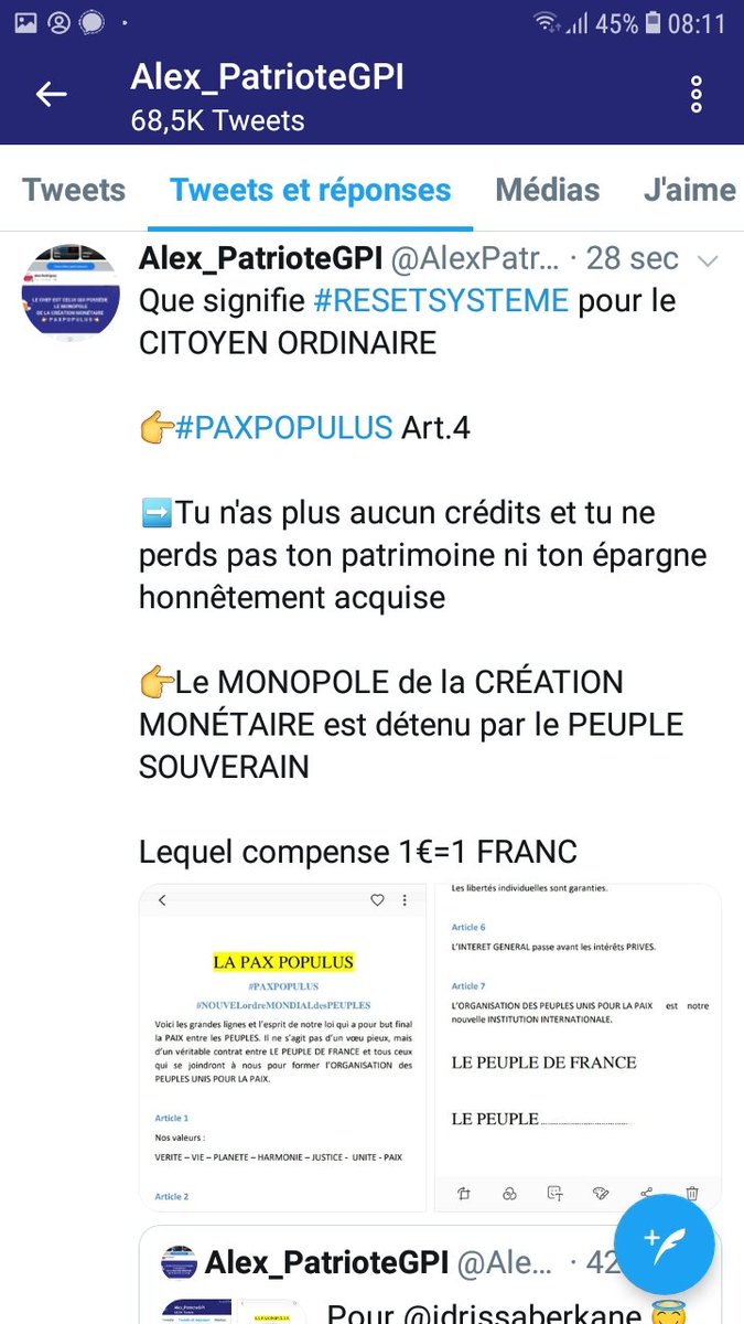 AlexPatrioteGPI's tweet photo. #PAXPOPULUS Article 4

Les PEUPLES SOUVERAINS RÉCUPÈRENT LE MONOPOLE DE LA CRÉATION MONÉTAIRE 

Ils utilisent les BANQUES PUBLIQUES pour détourner les flux FINANCIERS 

La monnaie est indexée sur l'humain  donc sur l'ECONOMIE RÉELLE 

#LEPEUPLEDEFRANCE 
✌👓😇🐊
#RESETSYSTEME https://t.co/EpP4B6fREK
