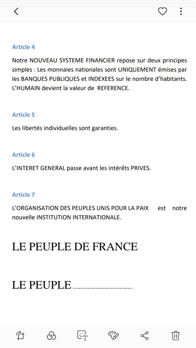 AlexPatrioteGPI's tweet photo. #PAXPOPULUS Article 4

Les PEUPLES SOUVERAINS RÉCUPÈRENT LE MONOPOLE DE LA CRÉATION MONÉTAIRE 

Ils utilisent les BANQUES PUBLIQUES pour détourner les flux FINANCIERS 

La monnaie est indexée sur l'humain  donc sur l'ECONOMIE RÉELLE 

#LEPEUPLEDEFRANCE 
✌👓😇🐊
#RESETSYSTEME https://t.co/EpP4B6fREK