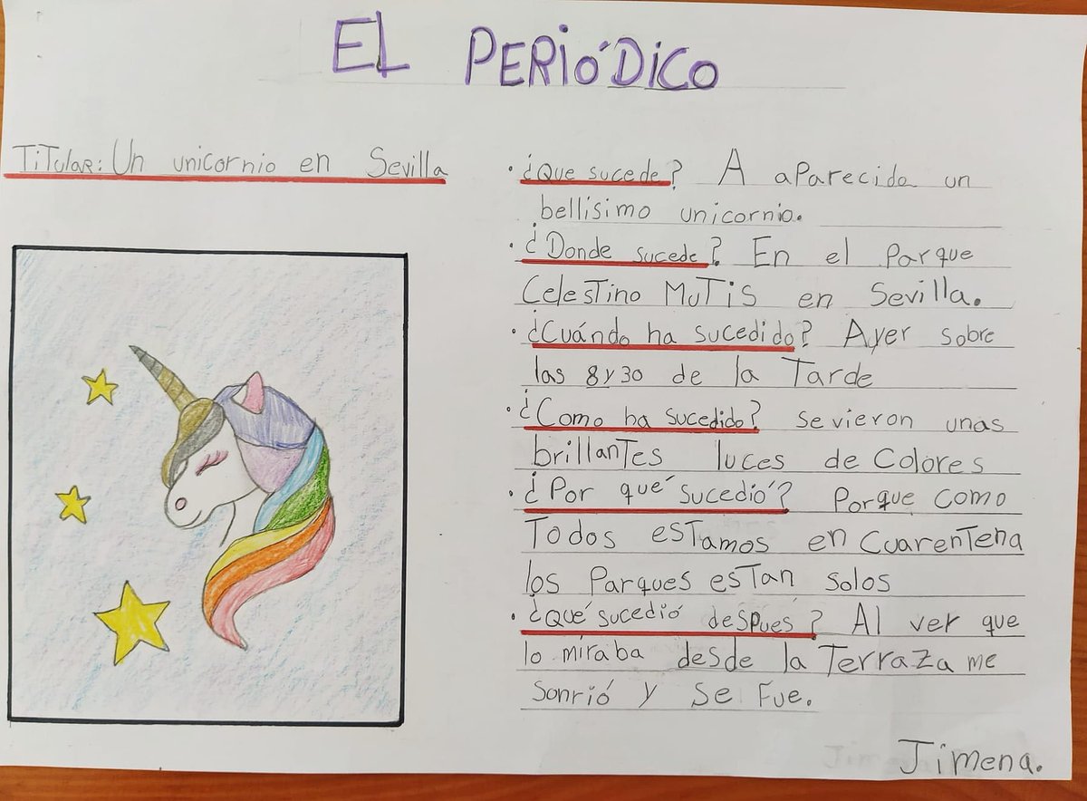 CEIPZurbaran's tweet photo. Un unicornio en Sevilla
Nos gustaría compartir uno de los trabajos de nuestra alumna de 2º Jimena Pérez...desde luego los niños y niñas son de otra pasta...Ven lo hermoso siempre...La imaginación es la mejor herramienta para todo 😉 (La seño Teresa)@poligono_sur #TodoVaASalirBien https://t.co/nPIpO3iFal