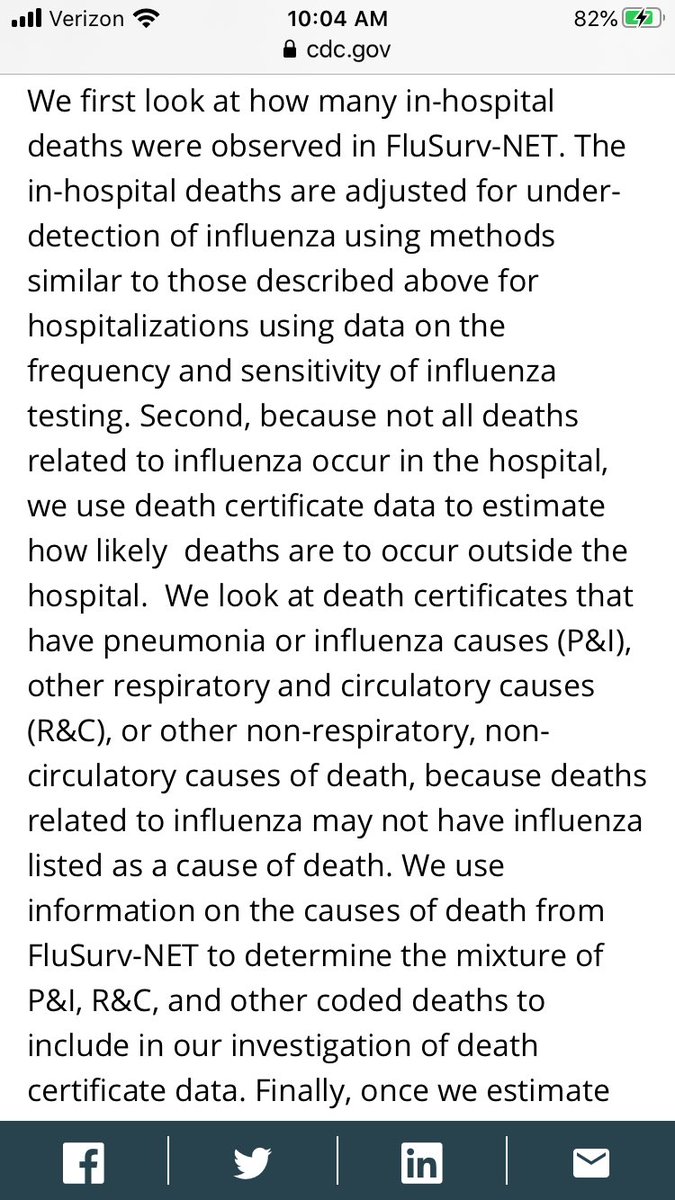 Many factors are taken into account when the CDC calculates  #Flu deaths for the year, including “non-respiratory” deaths that may not be flu related. Essentially they count “flu like symptoms” in their reports, which can artificially inflate the numbers.  https://www.cdc.gov/flu/about/burden/how-cdc-estimates.htm