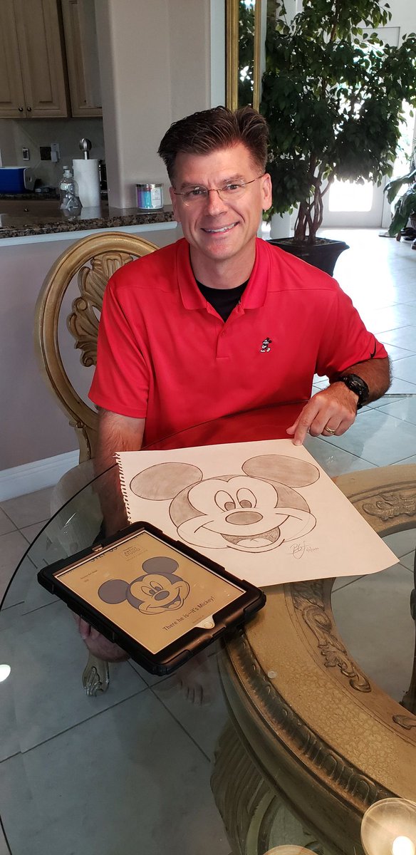 PRMSArt4Lyfe's tweet photo. Keeping Art alive at home! Brian participated in a Disney led Art project on the Disney app called Disney Parks Artist studio. First lesson Mickey Mouse! #disneyparksartiststudio https://t.co/r4toFKZDA2