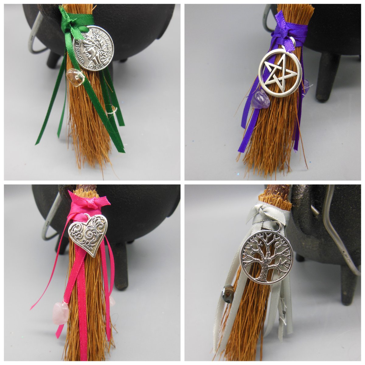 SoulAwakenGuide's tweet photo. Here are some of our lovely #besom #broomsticks, adorned with some crystals and a charm - perfect for an altar or for placing by doors/windows to protect & bless your home. Find us at https://t.co/UnY6o9T3XE & Etsy! #UKPromoHour #Crafturday #wiccan #pagan #witch #blessedbe https://t.co/LFEGQ8iWvs