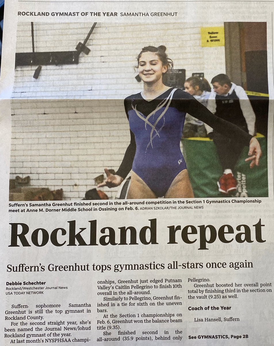 lhansell's tweet photo. Congratulations Samantha Greenhut, Rockland Gymnast of the year!  #mountiepride @SuffernSports https://t.co/acKNS4MiJu