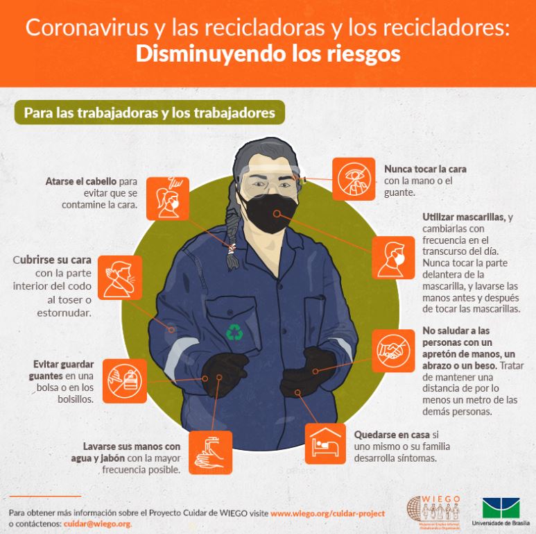raulpacheco's tweet photo. Una de las poblaciones más vulnerables en México es la comunidad de recicladores informales de residuos (llamados coloquialmente "pepenadores"). Aquí dejo algunas infografías preparadas por @WIEGOGLOBAL para protección de ambos tipos de trabajadores. https://t.co/V27unjheoV
