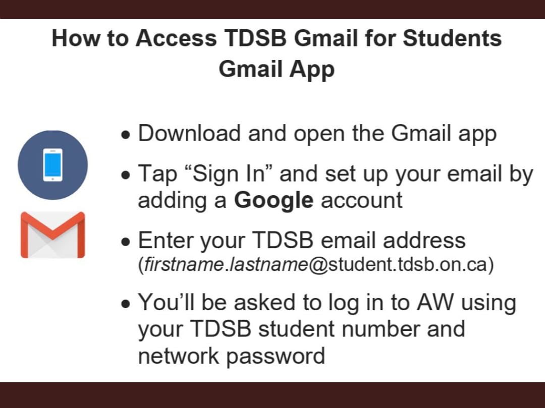 You can also log in using the student Gmail App.