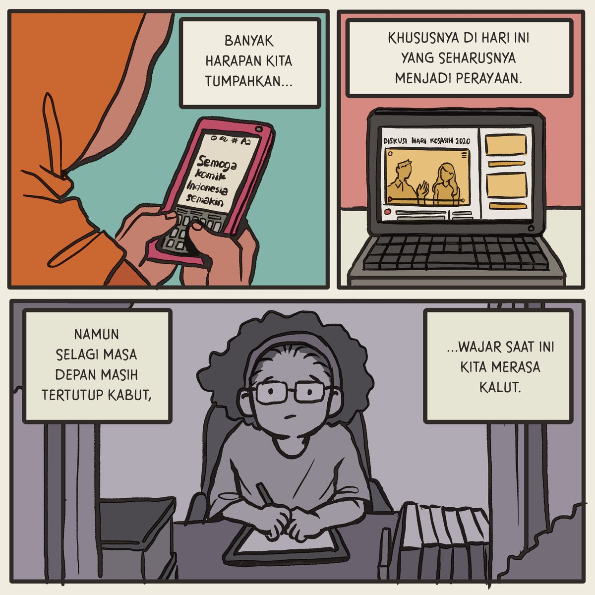 (1/2)
Selamat hari Kosasih 2020! Jika ditanya harapan saya untuk komik Indonesia, selalu tetap sama: bahwa komik Indonesia bisa jadi tuan di rumahnya sendiri--