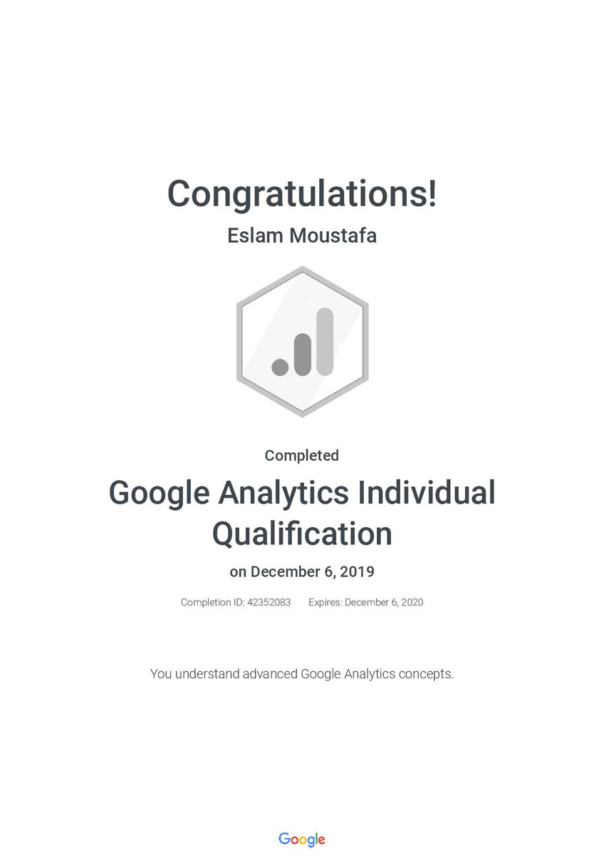 EslamMo76330820's tweet image. Google Analytics Academy Certification #certification #googleanalyticsacademy #certified #certifications #comptia #digitalmarketing #digitalmarketingtips #digitalmarketer #digitalmarketingstrategy #digitalmarketingtrends #inboundmarketing #digitaladvertising #digitalmarketers