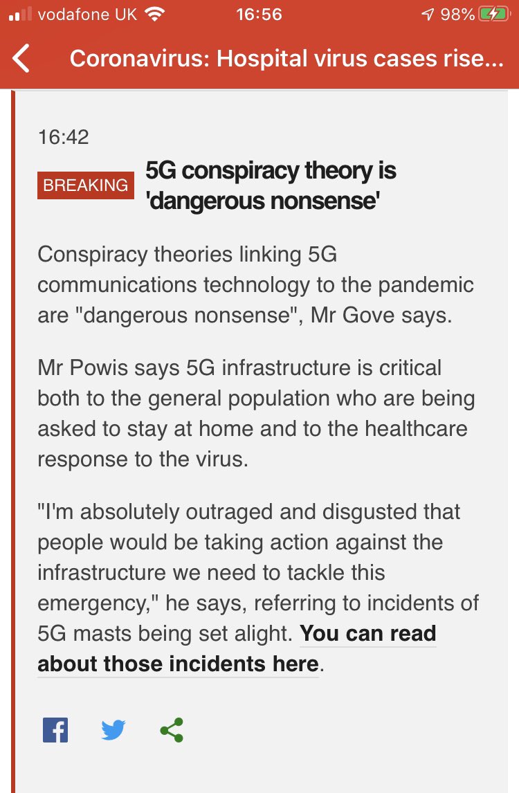 It looks like we’re going to have to keep hammering this. THERE IS NO CONNECTION BETWEEN 5G AND CORONAVIRUS (Source: Science).