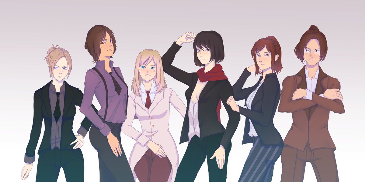 Carol Aot Women Hanji In Suits Thanks To Hatehymnal For Tweeting Randomly About It And Inspiring Me 進撃の巨人 Aot Snk ミカサ アッカーマン ヒストリアレイス アニ レオンハート ユミル フリッツ サシャ ブラウス T