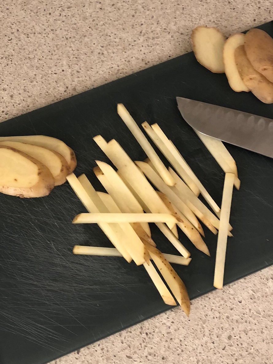 Cut planks into fries.