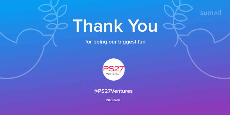 davidsos0's tweet photo. Our biggest fans this week: PS27Ventures. Thank you! via https://t.co/LwUz53ViiO https://t.co/UzLucH6pvX