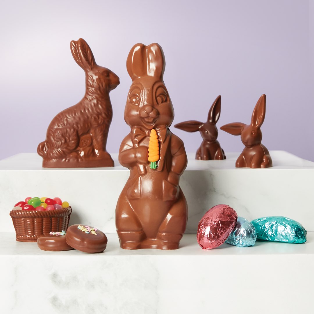 MShakeFactory's tweet photo. Easter weekend is in one week! Make sure your baskets are full by ordering Milk Shake Factory truffle eggs, classic bunnies, and more! Visit https://t.co/gPsSUYC7cb Place your order by Sunday, April 5 for guaranteed ground shipping before Easter #Easter #EasterBasket #Chocolate https://t.co/YqVQSLfajJ