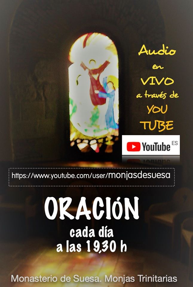 monjasdesuesa's tweet photo. ¡Atención!, desde el día 5 de abril, seguimos encontrándonos en la oración de la tarde por YOUTUBE:https://t.co/KEeJzEi1WR
#monasteriodesuesa #oracionenvivo #EnComunion #SemanaSanta2020 #pascuaonline https://t.co/oFebD3O4B4
