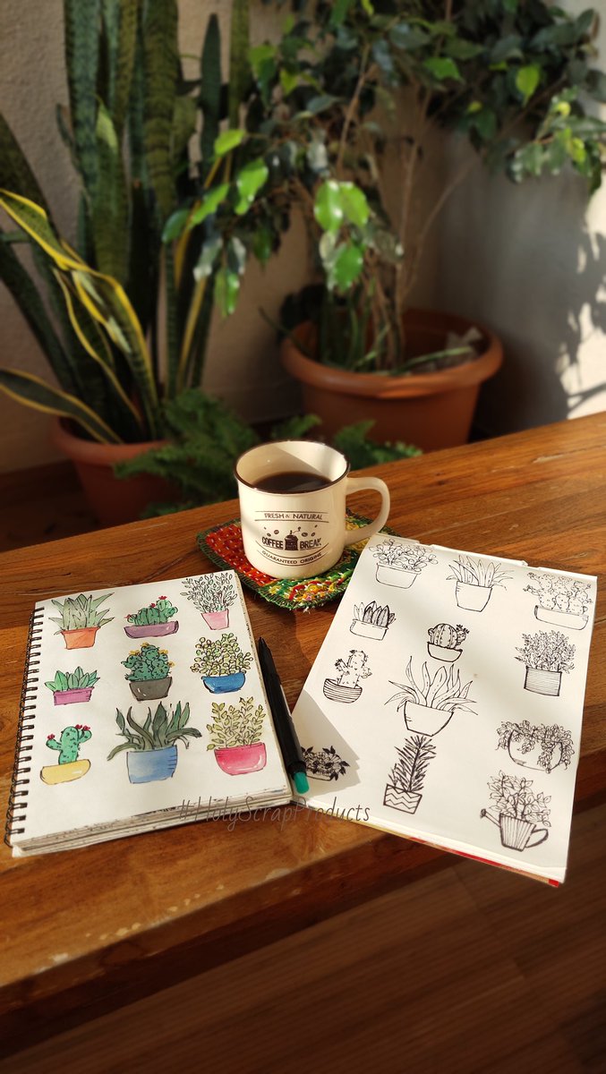 Day 11- (16 for me) #21DaysChallenge  #LockdownChallenge Yesterday turned out rather dull & low. So I decided might as well just take the entire day to sulk, be cranky & be done with it.Woke up fresh as a daisy today & made these plant  #doodles in my garden.
