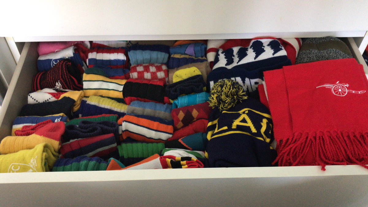 GoonerMark11's tweet photo. Sock, Hat n Scarf draw sorted @humblegentsnl @TRiCKETTengland @MarkoJohnsSocks @SockCouncil @winorlosestyle @SheWore @BaslagerCCo yes I’m that bored #StayHomeSaveLives https://t.co/4qycF6JCfN