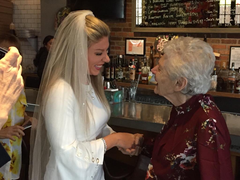 Last year, she was unable to travel, so after our wedding in Tampa,  @HaleyHinds and I went to New York to hold a wedding in a pizza place, so she could see her eldest grandchild get married.
