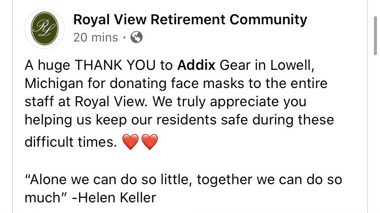 addixgear's tweet photo. Happy to be able to give back in this time of need. #addixgear #community https://t.co/BQaZvXbUaq