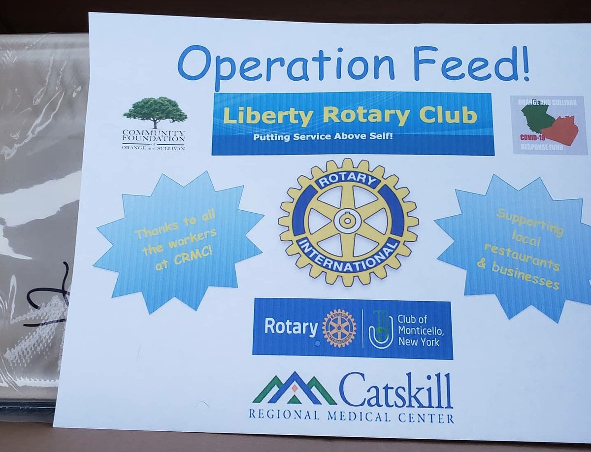 ToddGrodin's tweet photo. Containers delivered at this, the beginning of Monticello and Liberty's Rotary clubs' combined #OperationFeed to help the workers get home-cooked meals while they fight on the frontlines at Catskill Regional Medical Center (CRMC) #ServiceAboveSelf #ProudMontiRotaryPresElect⚙ https://t.co/8ATqvznbPK