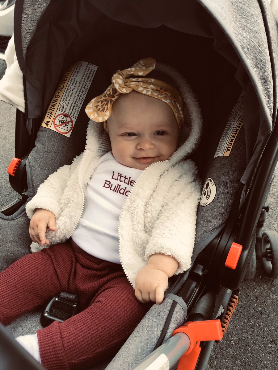 Thanks to Dr. Fry and the Big Spring Family for this essential clothing! Haylees first time sporting the new look...and it looks pretty darn good. #proudtobeabulldog