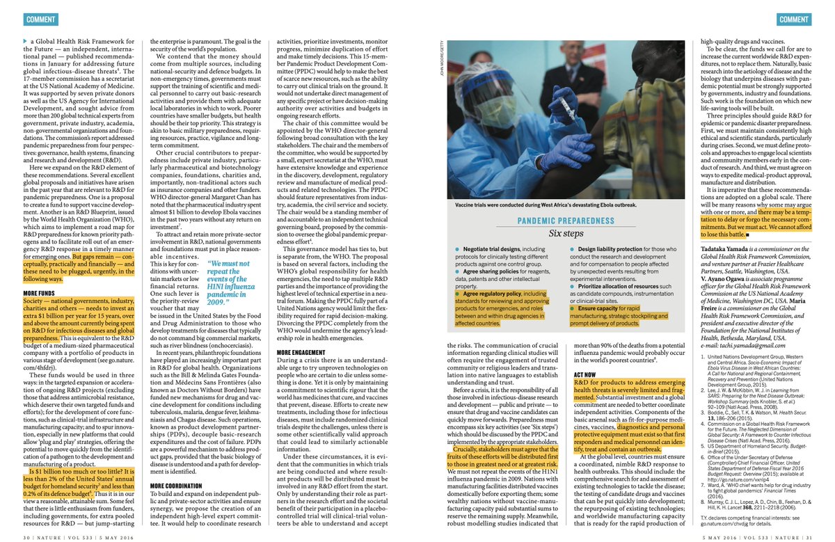 Sameer K Berry, MD, MBA (@sameerkberry) on Twitter photo "The health, economic, and social consequences of a global health emergency are as great a threat to global security as those of terrorist actions."
This was written 4 years ago...
<a href="/TachiYamada/">Tachi Yamada</a> warned us about issues with #PPE, testing, & data-sharing b/w countries
#COVID19 "The health, economic, and social consequences of a global health emergency are as great a threat to global security as those of terrorist actions."
This was written 4 years ago...
<a href="/TachiYamada/">Tachi Yamada</a> warned us about issues with #PPE, testing, & data-sharing b/w countries
#COVID19