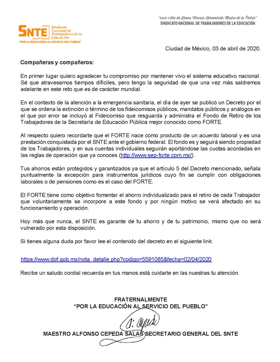 AngelinoCaamalM's tweet photo. 👁 El FORTE 👉tiene como objetivo fomentar el ahorro 💲 individualizado para el retiro de cada Trabajador 👩‍🏫👨‍🏫 que voluntariamente se incorpore a este fondo y por ningún motivo se verá afectado en su funcionamiento y operación. #SNTEaTuLado #PalabraDeMaestro https://t.co/B0Qej2KFLI