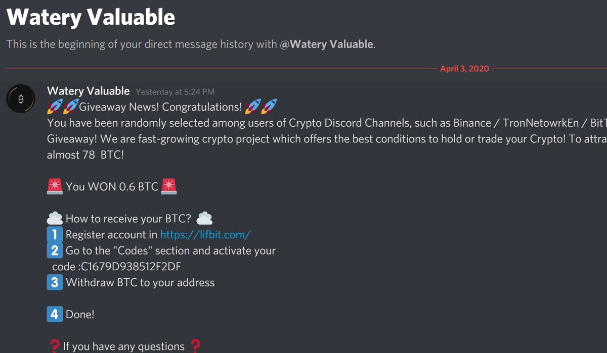 Beware of a new crypto scam on Discord