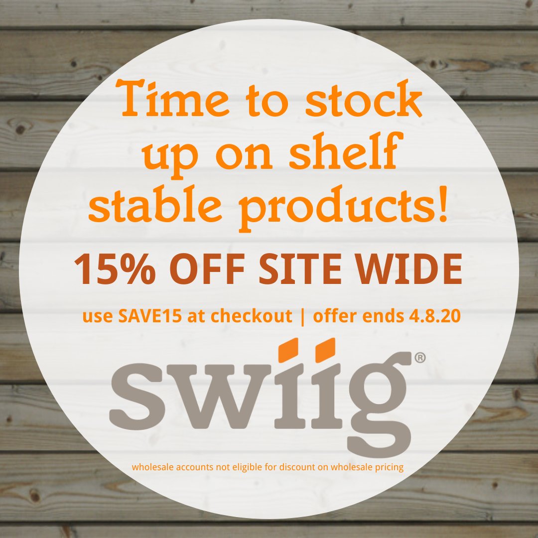 getswiig's tweet image. Stuck Inside? Stock Up! 15% off EVERYTHING! swiig.com #swiig #getswiig #stockupsale #stockup #shelfstable #happyandhealthy