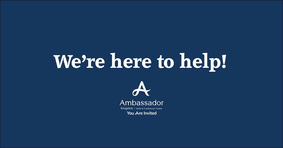 Front-line healthcare workers and emergency services workers thank you for your service! If you need a room to separate from family we have affordable rates for you - at our cost. Email reservations@ambassadorhotel.com or call (613) 548-3605. Note employment ID is required.