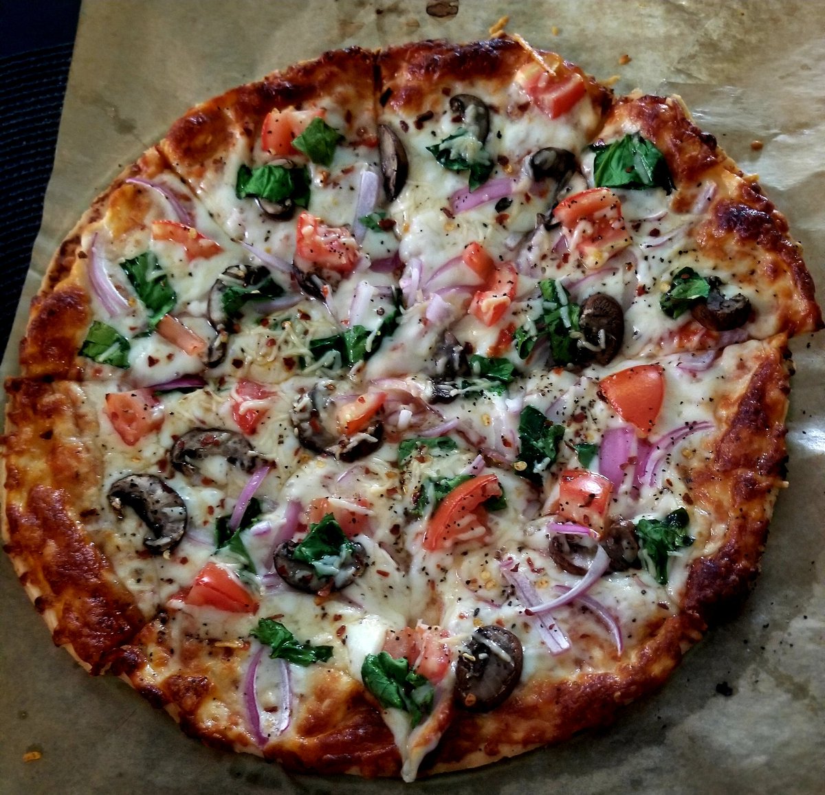 Handmade Veggie Pizza 
This is Amazing,  Don't get it Twisted.