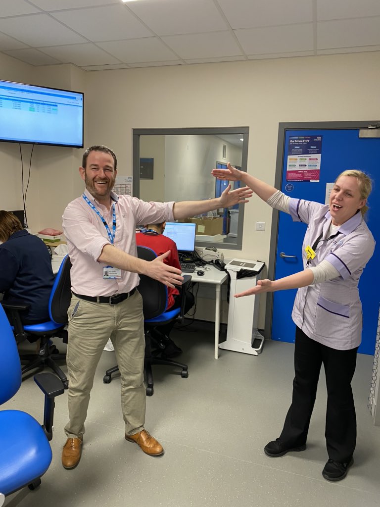 NeilDardis's tweet photo. Proud of teams @FrimleyHealth doing amazing things rising to challenge-spirits high #WexhamPark today - Lucy, Kate &amp; Rachel,physios supporting sickest patients in ITU, had a virtual hug with Anna one of our amazing housekeepers &amp; our ED team- 1 year in our new Emergency Centre https://t.co/ZJicXciFkb