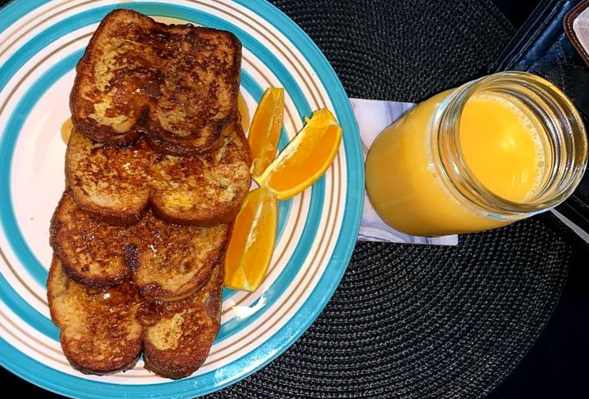 My baby girl wanted French toast, went overboard and squeezed fresh orange juice as well. 
Don't get it Twisted!