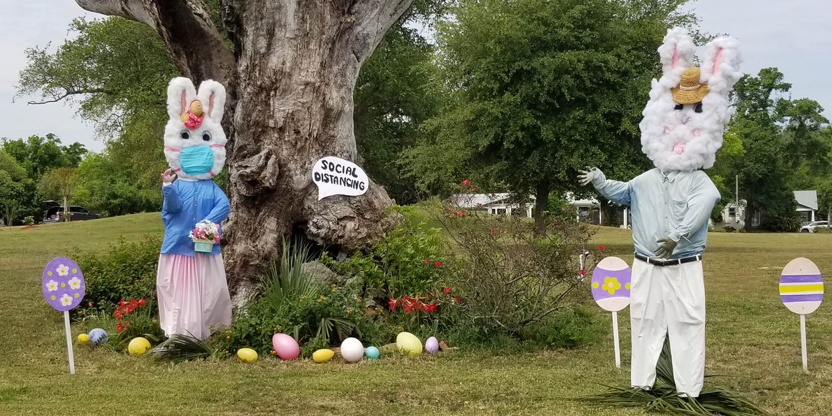 CB4 (@cbreath) on Twitter photo My mother's annual Easter display is adhering to the rules of the day. #staysafe My mother's annual Easter display is adhering to the rules of the day. #staysafe