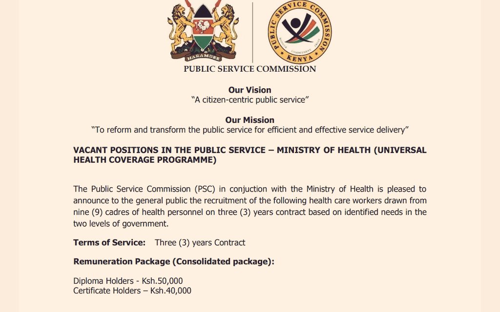 EustusTosh's tweet photo. Health cadres have diff levels of education but @MOH_Kenya and @PSCKenya continually works with only diploma &amp; certificate graduates ignoring degree holders, Leave alone the fact that they ignore crucial cadres. Same happens in counties. Quite unfortunate
#EmployDegreeNurses https://t.co/K5Ghag88Tw