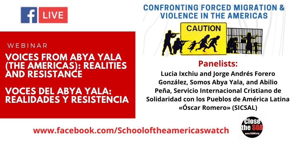 SOAWatch's tweet photo. #Webinar Voices from Abya Yala (the Americas): Realities and Resistance - Voces del Abya Yala: Realidades y Resistencia #Colombia #Guatemala
https://t.co/eShwl2o6HQ https://t.co/yosia2HR4X