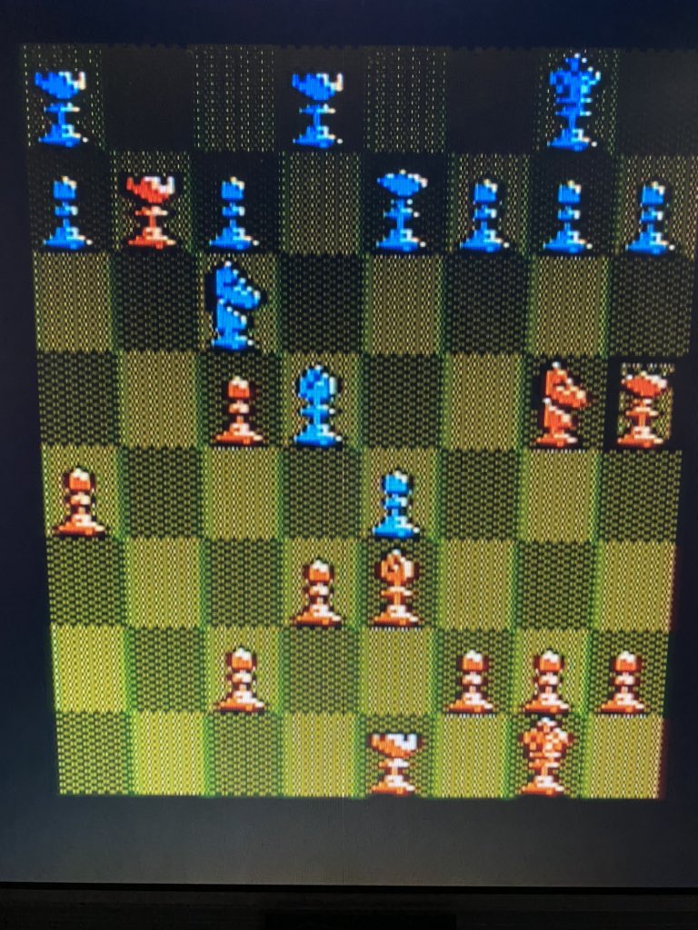 Apple moves queen from bottom row by rook to next to their knight.