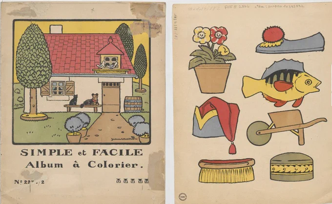 フランス国立図書館の電子サイトにも「ぬりえ」がいろいろあるけど、1923年モノのこれかわいい。
https://t.co/6NdSE9CvZd 