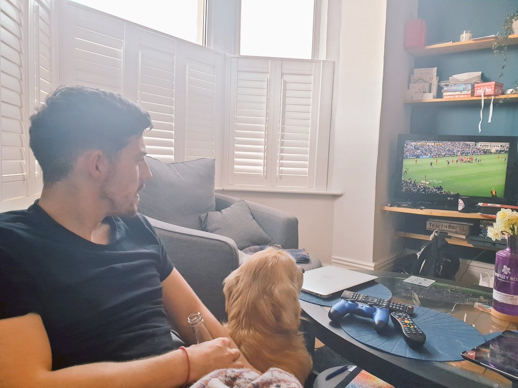 dafyddmorgan's tweet photo. Y ci yn dysgu'n gyflym taw @scarlets_rugby yw'r unig dรฎm i gefnogi #LEINvSCA @S4Cchwaraeon
Quinn loving some classic rugby during lockdown. @leinsterrugby v Scarlets - Pro12 Semi Final 2017. He's putting his money on the red team. https://t.co/r37odjZ8Si