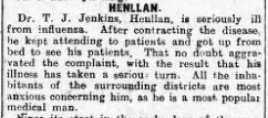 By this point, influenza was a feature in most Ceredigion villages.In Llanon there was “no sign of the epidemic abating”, whilst in Henllan, Doctor, T Jenkins had fallen very ill with the influenza; to the cause of great concern. There were many burials locally due to .